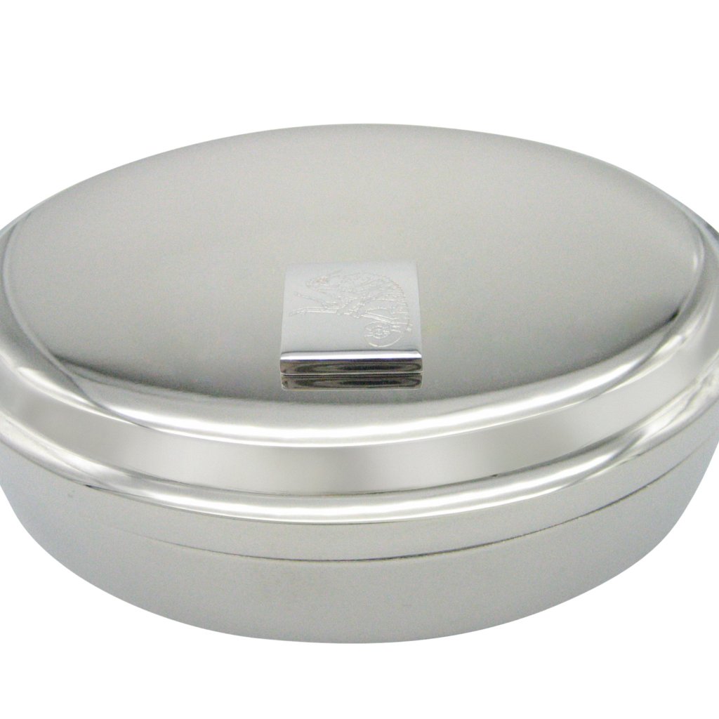 Silver Toned Etched Chameleon Pendant Jewelry Box